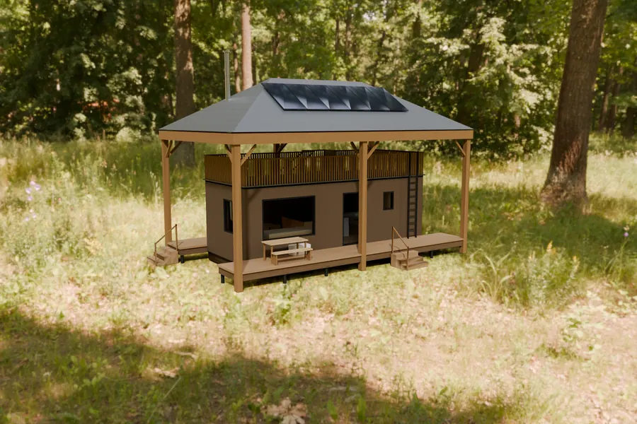 HT-04 Hooiberg: from above: the whole barrack roof, CAD render